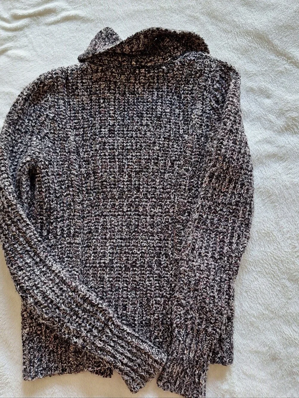 Free People Marbled Chunky Knit Moto Asymmetrical Zip Sweater Jacket Size XS